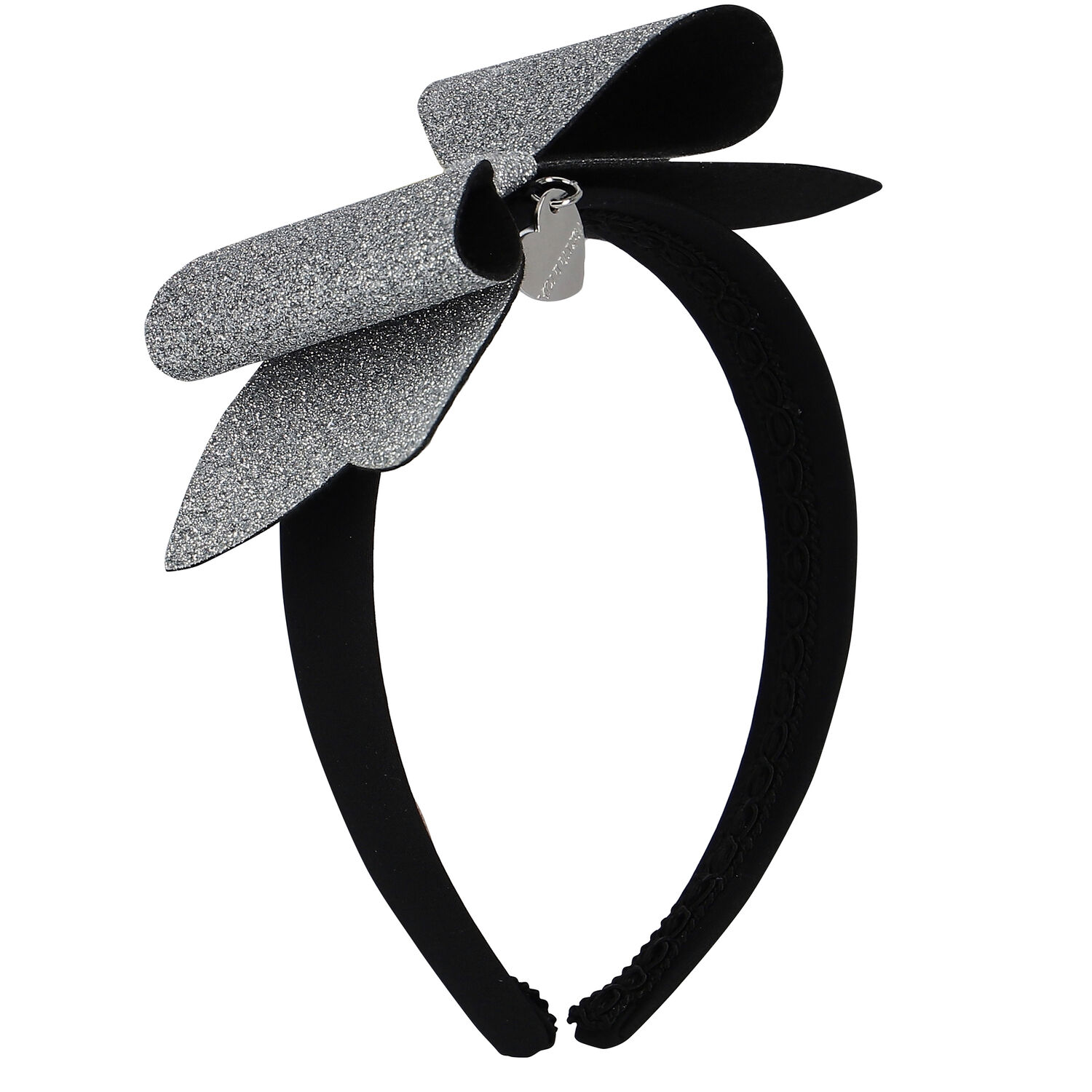 Girls Black & Silver Bow Headband, 2, hi-res image number null